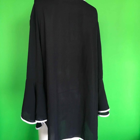 Today's Designer Black with White Trim Blouse - Picture 3 of 8